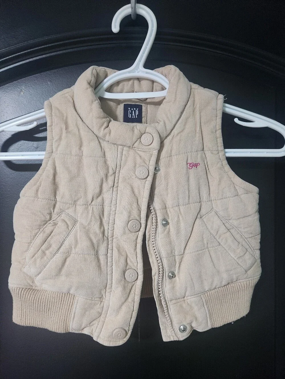 Baby GAP Cream Quilted Corduroy Vest